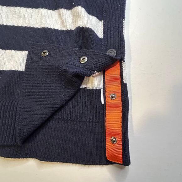 Talbots cotton blend navy stripe crew neck with snaps sweater size XL - Picture 8 of 10